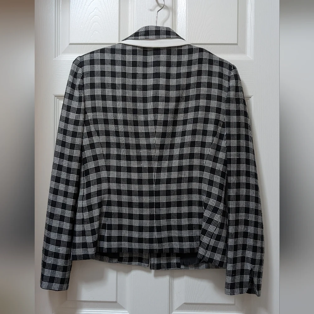 Christian Dior vintage plaid black and white check blazer size 4